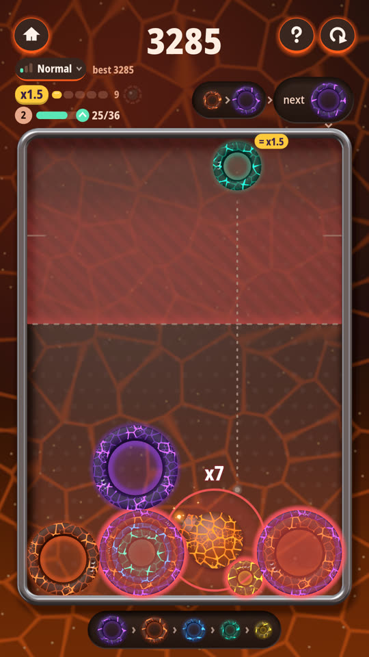 A Full box game in Ringol with a bomb among the rings