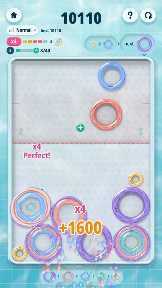 Full box in Ringol: a finished chain of nested rings popping and clearing out of the box